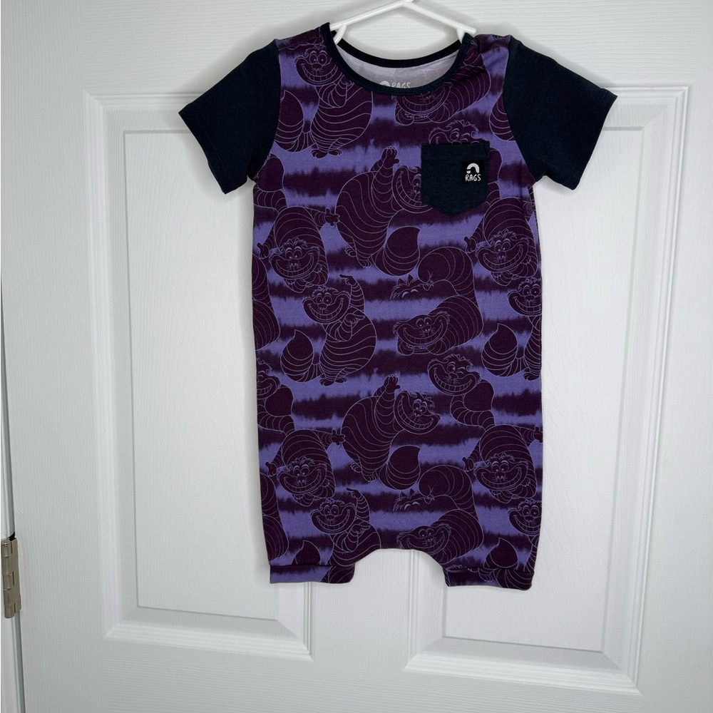 Rags Alice in Wonderland Shorty Romper boys girls toddler 2T NWOT Cheshire Cat